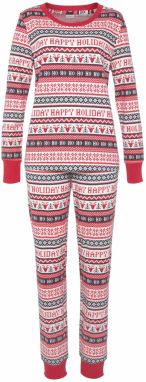 LASCANA Pyžamo  jasne červená / čierna / šedobiela