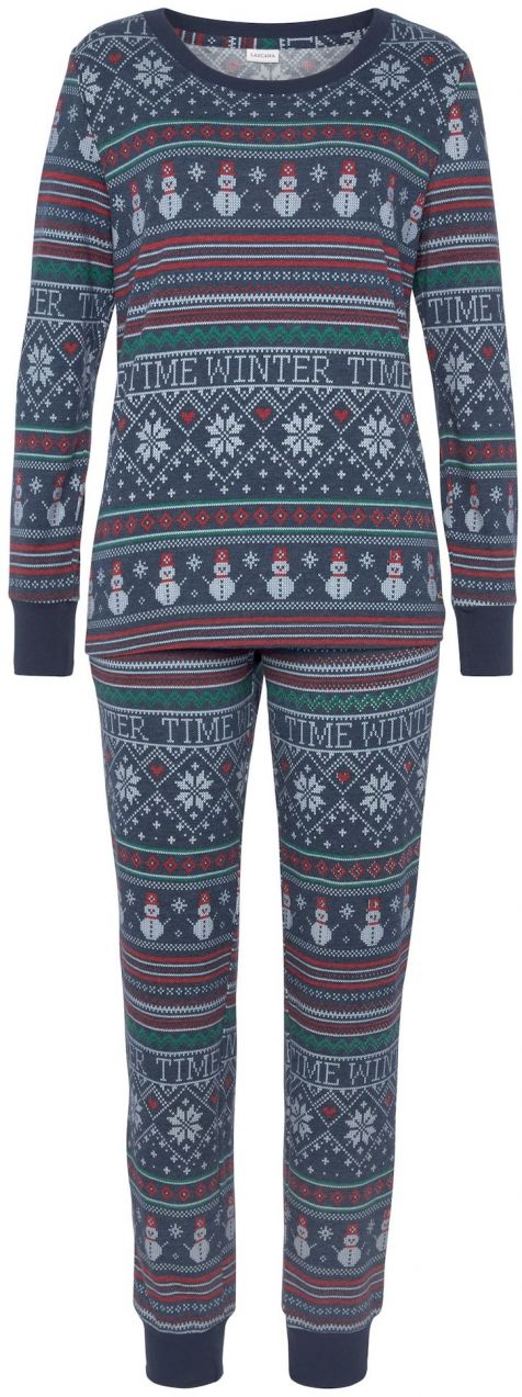 LASCANA Pyžamo  tmavomodrá / zelená / červená / šedobiela