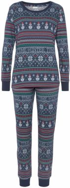 LASCANA Pyžamo  tmavomodrá / zelená / červená / šedobiela