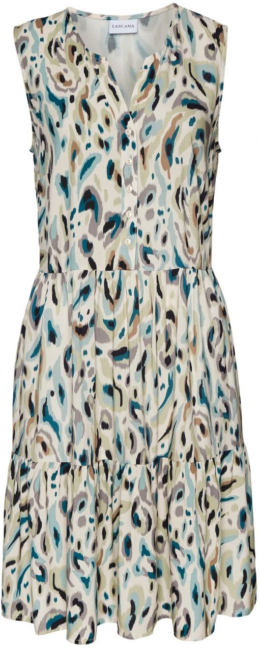 LASCANA Letné šaty  piesková / tmavobéžová / modrozelená / čierna