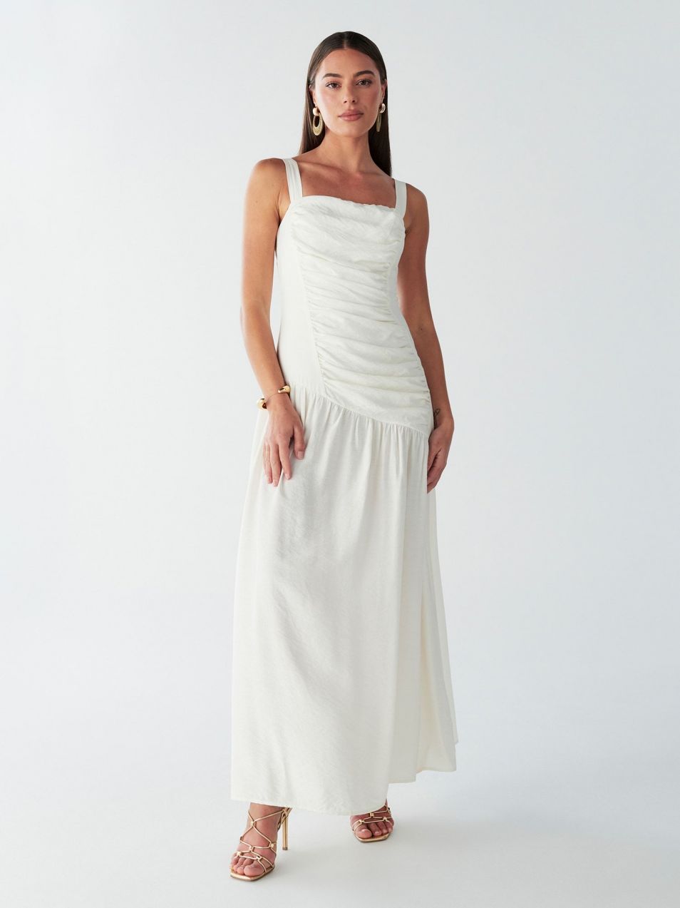 BWLDR Šaty 'JOEL MIDI DRESS'  šedobiela