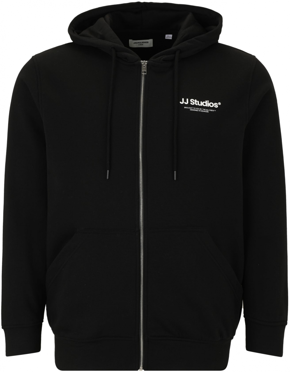 Jack & Jones Plus Tepláková bunda 'JJESOHO'  čierna / biela