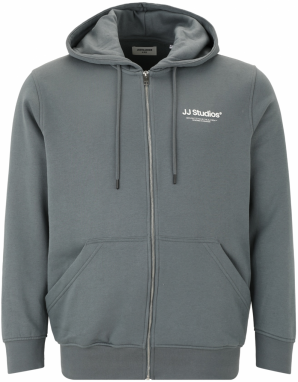 Jack & Jones Plus Tepláková bunda 'JJESOHO'  grafitová / biela