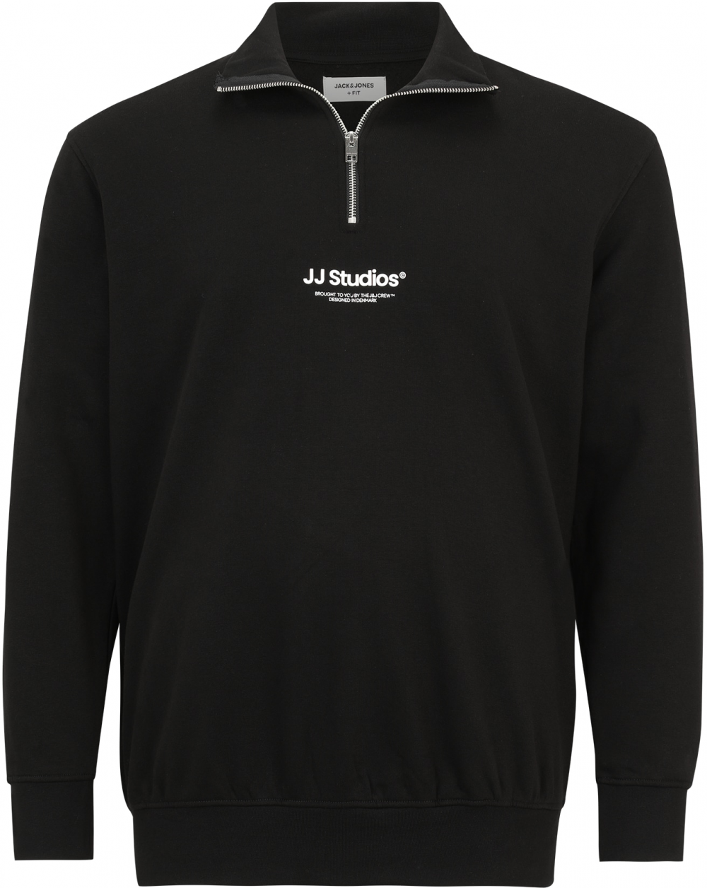 Jack & Jones Plus Mikina 'JJESoho'  čierna / biela