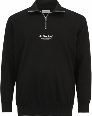 Jack & Jones Plus Mikina 'JJESoho'  čierna / biela