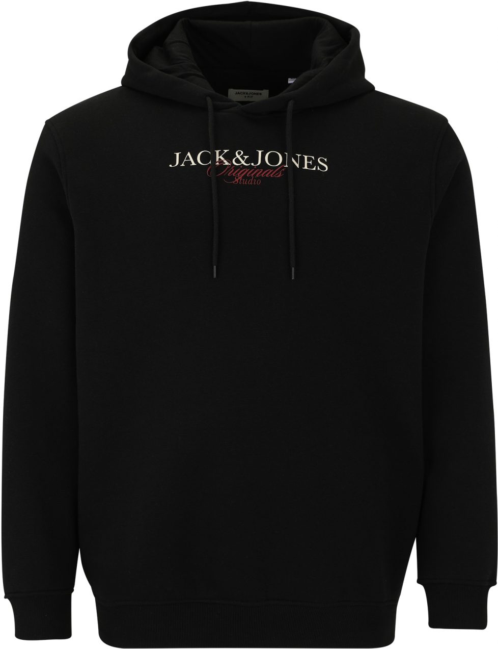 Jack & Jones Plus Mikina 'JJJORBILLYBURG'  karmínovo červená / čierna / biela