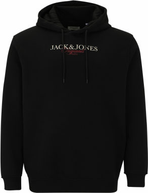 Jack & Jones Plus Mikina 'JJJORBILLYBURG'  karmínovo červená / čierna / biela