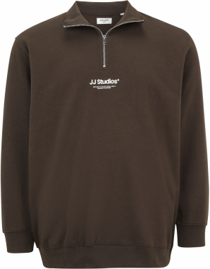 Jack & Jones Plus Mikina 'JJESOHO'  tmavohnedá