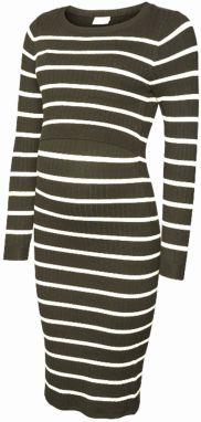 MAMALICIOUS Pletené šaty 'MLNew Siv June'  olivová / biela