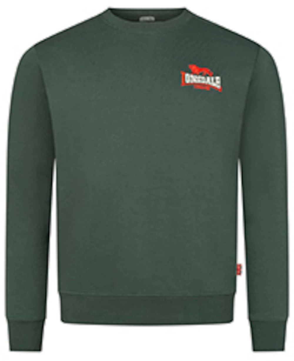 LONSDALE Mikina 'Lympstone'  tmavozelená / červená / biela