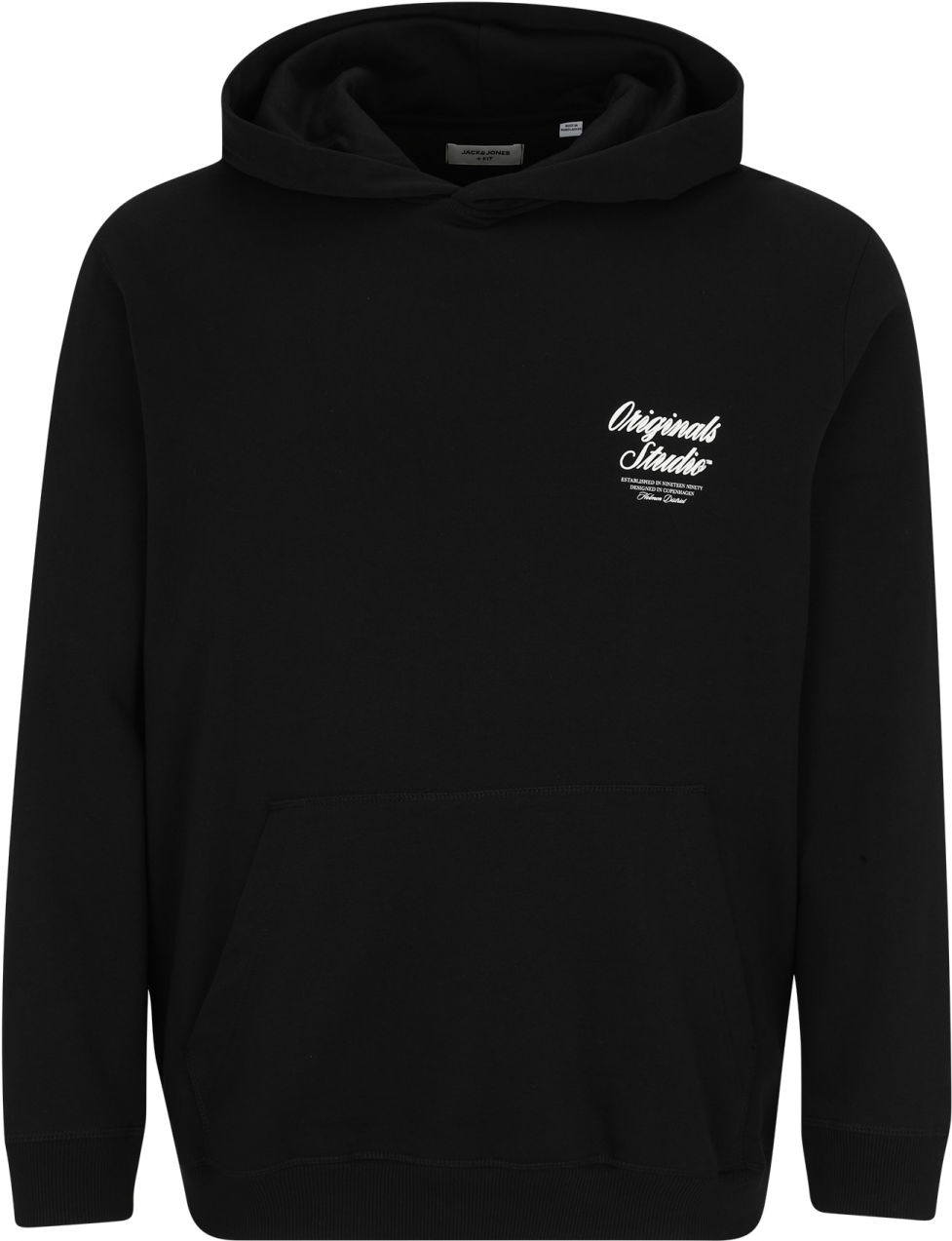 Jack & Jones Plus Mikina 'JORNORREBRO'  čierna / biela