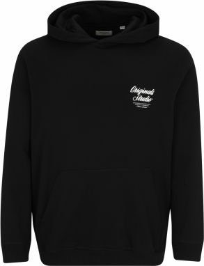 Jack & Jones Plus Mikina 'JORNORREBRO'  čierna / biela
