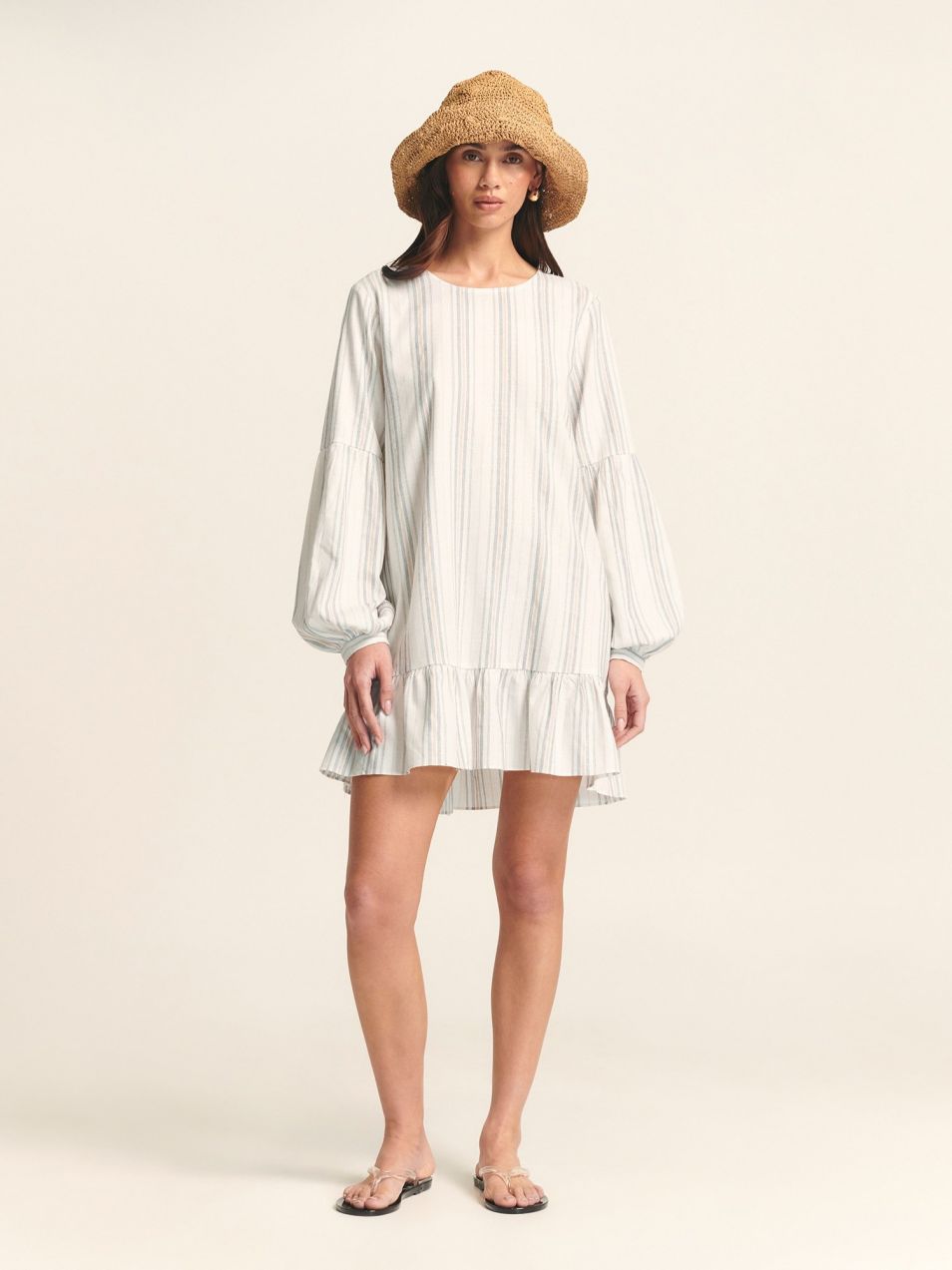 St MRLO Šaty 'LIANE MINI DRESS'  béžová / svetlomodrá / biela