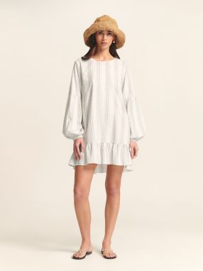 St MRLO Šaty 'LIANE MINI DRESS'  béžová / svetlomodrá / biela