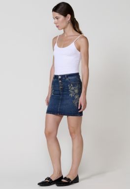 KOROSHI Sukňa  béžová / tmavomodrá