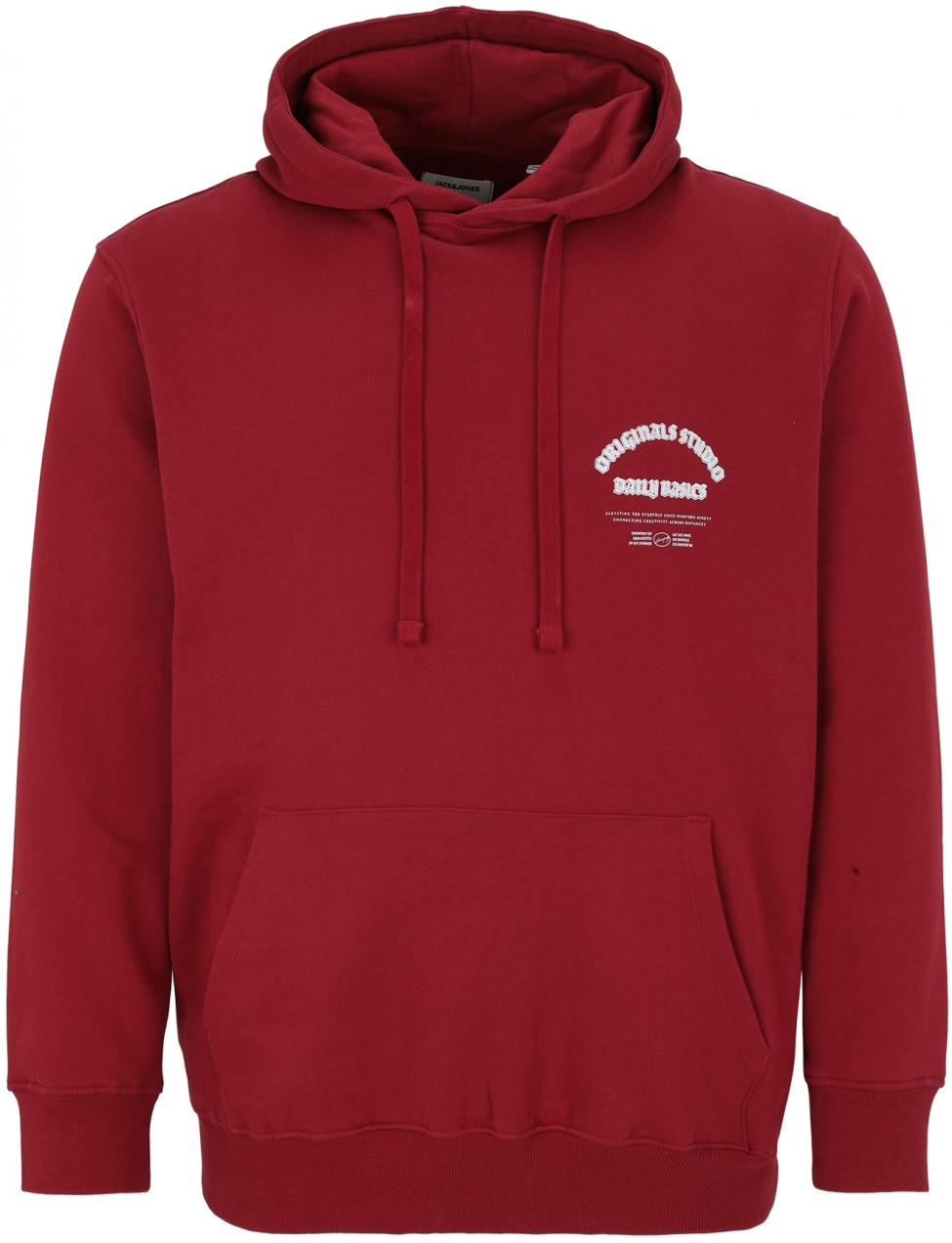 Jack & Jones Plus Mikina 'JORMEADOWS'  vínovo červená / biela