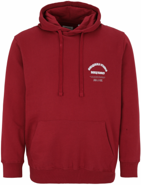 Jack & Jones Plus Mikina 'JORMEADOWS'  vínovo červená / biela