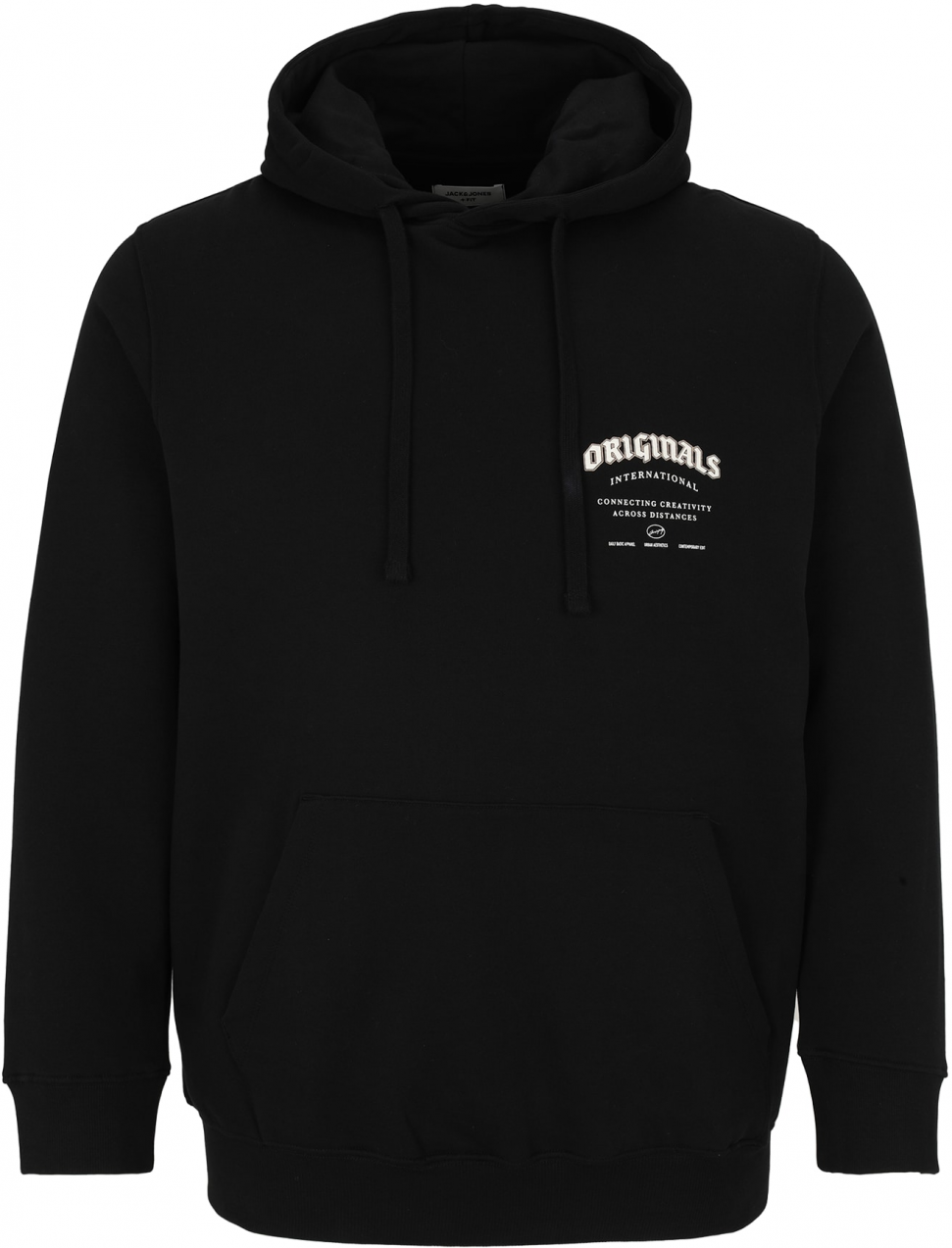 Jack & Jones Plus Mikina 'JJJORMEADOWS'  čierna / biela