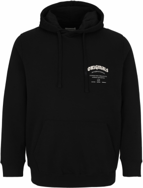 Jack & Jones Plus Mikina 'JJJORMEADOWS'  čierna / biela