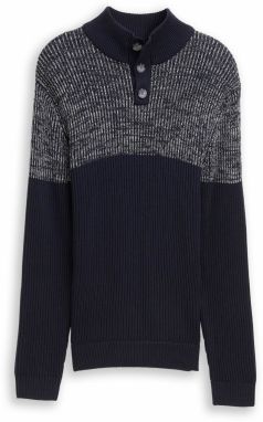 TOM TAILOR Sveter  tmavomodrá / biela