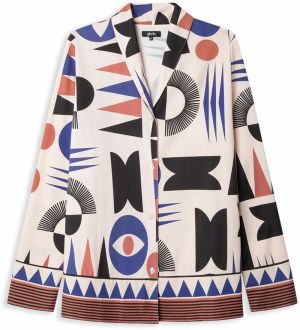 Gisela Pyžamo  krémová / modrofialová / homárová / čierna