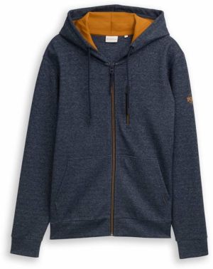 TOM TAILOR Tepláková bunda  tmavomodrá / hnedá