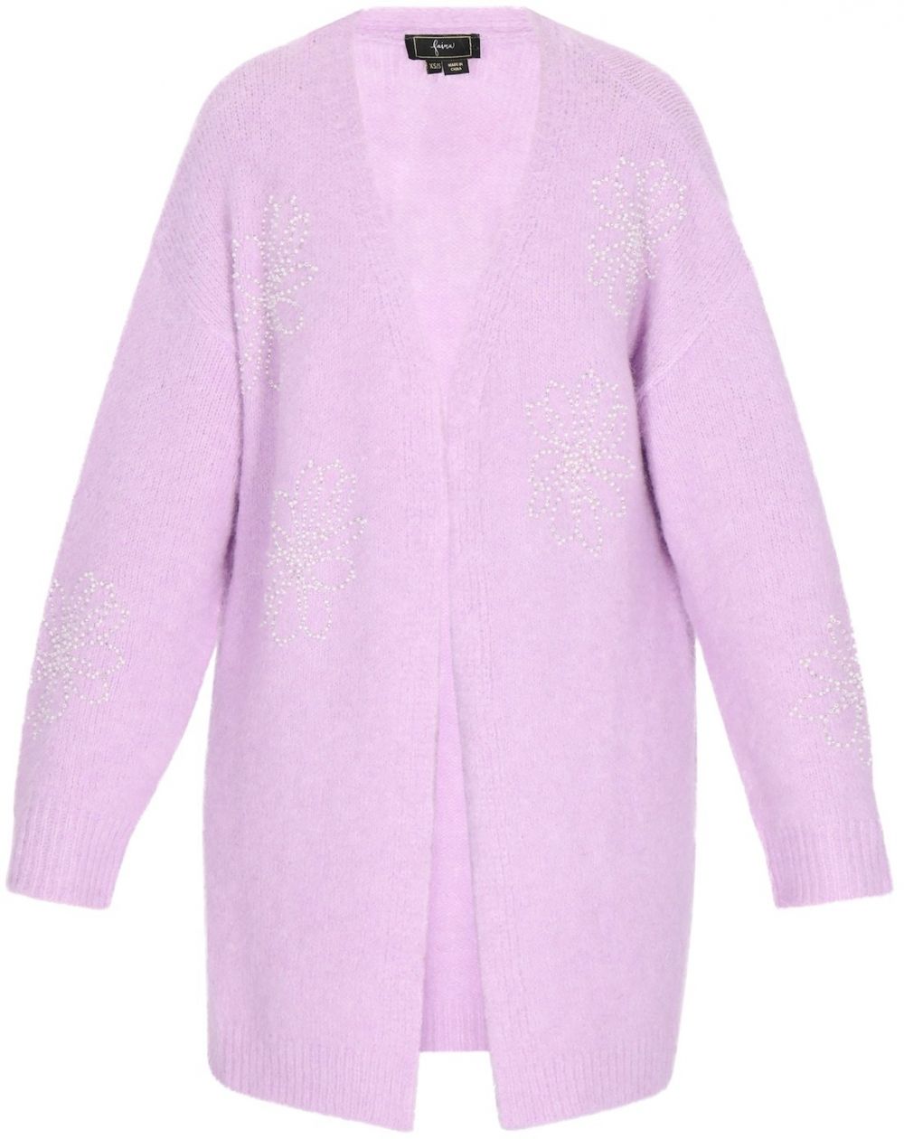 faina Pletený kabát  slivková / biela