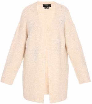 faina Pletený kabát  svetlobéžová / biela