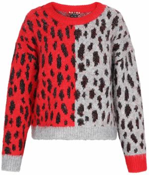 myMo ROCKS Sveter  sivá melírovaná / červená melírovaná / čierna