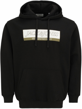 Jack & Jones Plus Mikina 'JORInwood'  zlatá / čierna / šedobiela