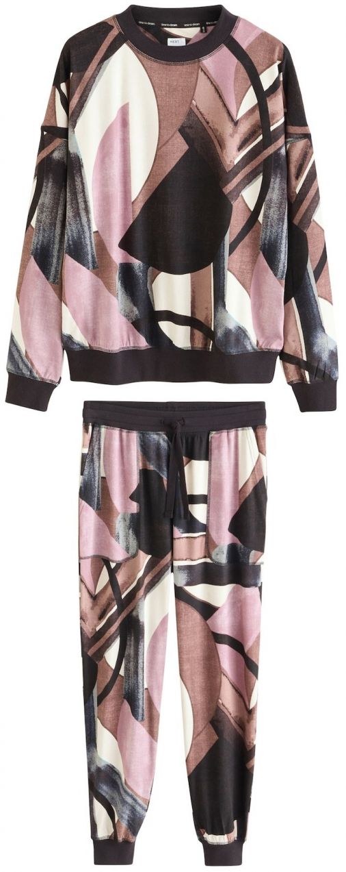 Next Pyžamo  hnedá / staroružová / čierna / biela