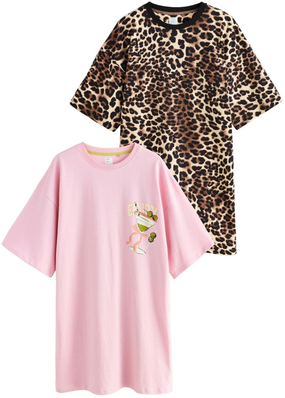 Next Nočná košieľka  béžová / hnedá / olivová / ružová