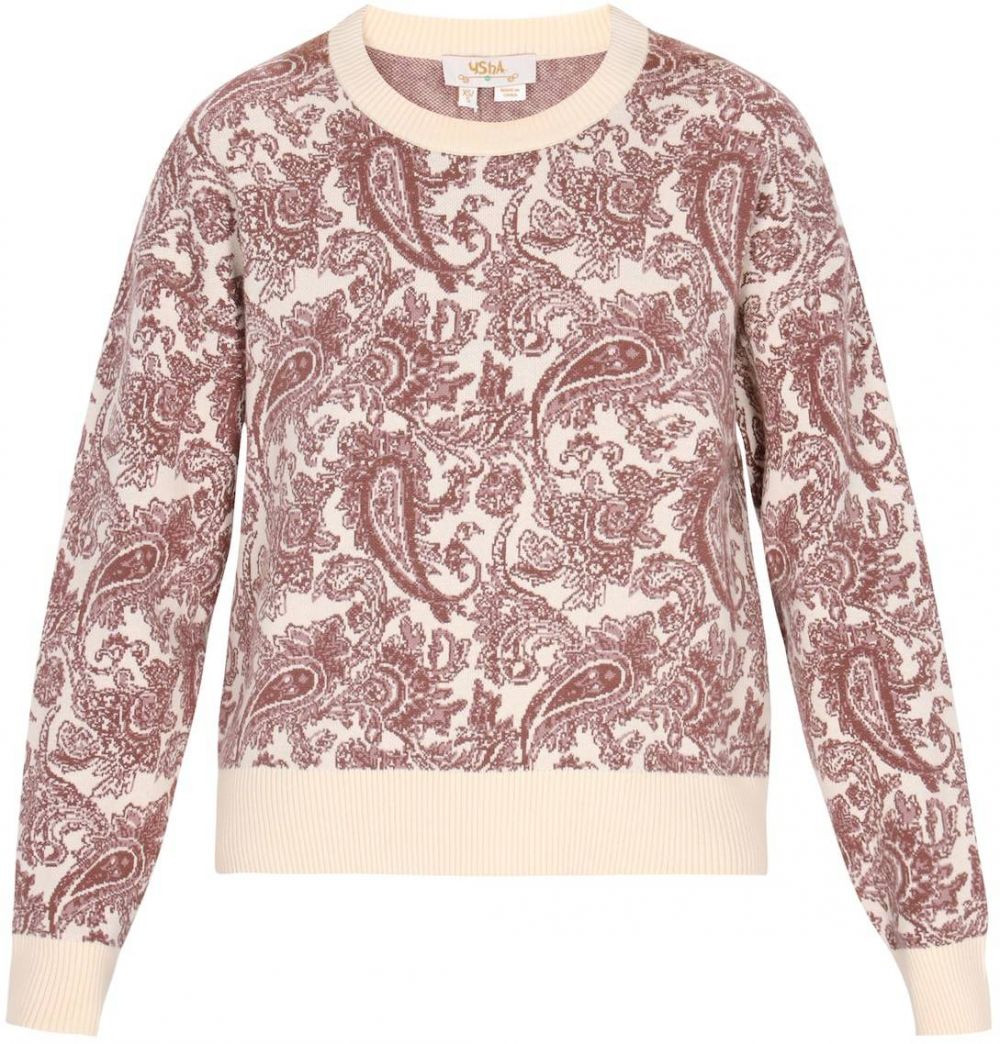 usha FESTIVAL Sveter 'Festival'  čokoládová / tmavošedá / biela ako vlna