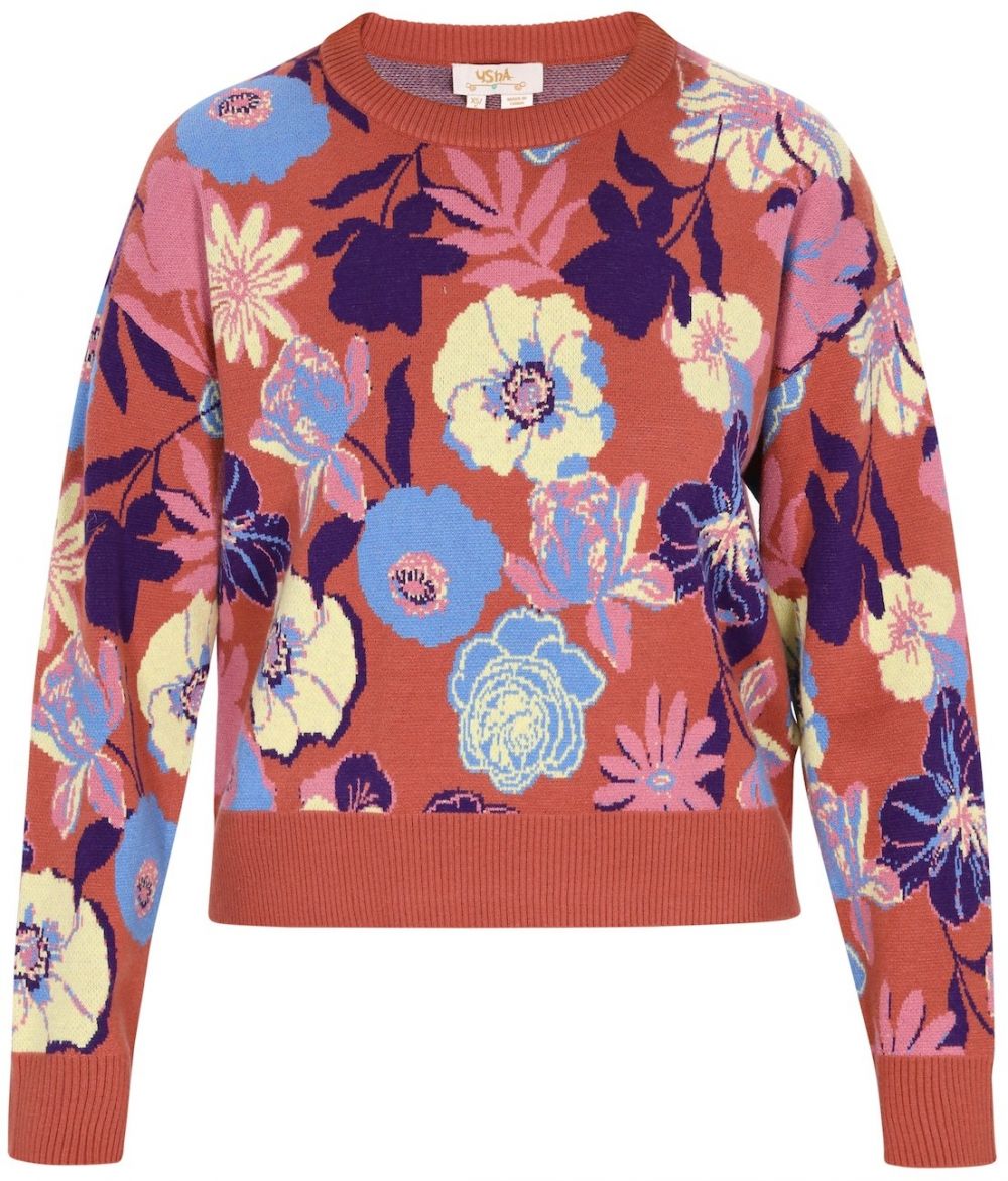 usha FESTIVAL Sveter 'Festival'  slonová kosť / zafírová / baklažánová / svetločervená