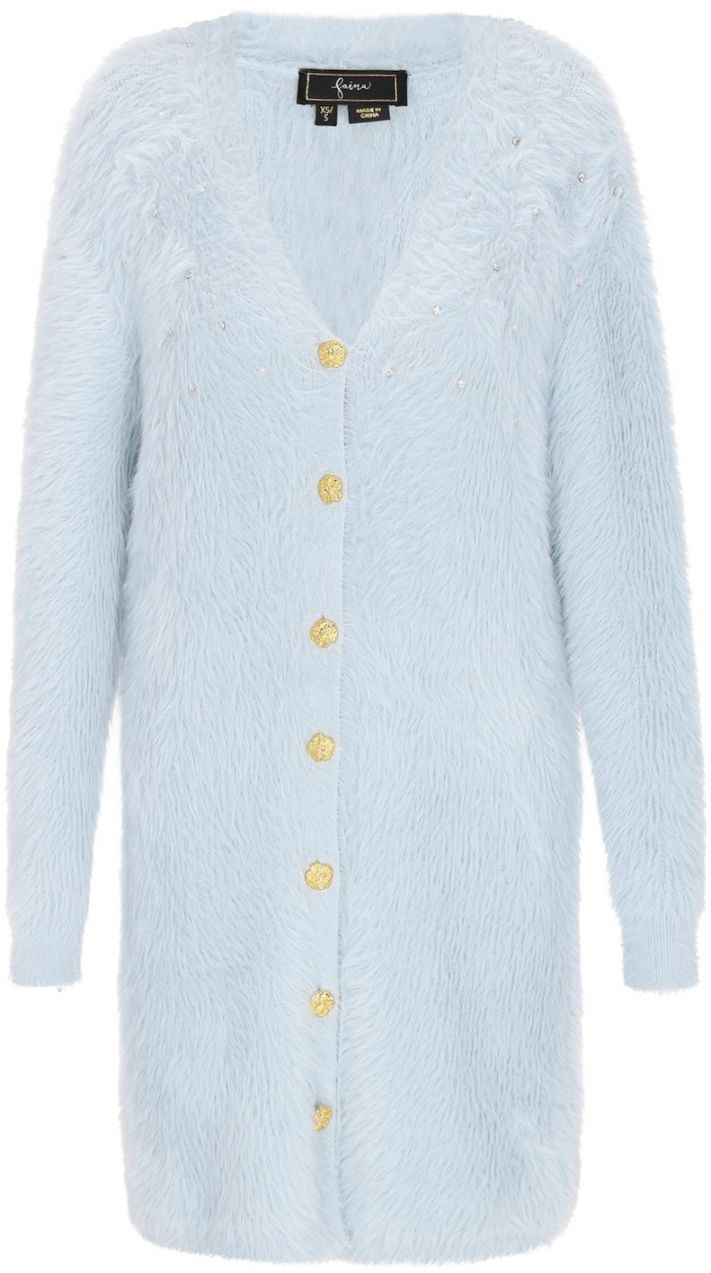 faina Pletený kabát  svetlomodrá