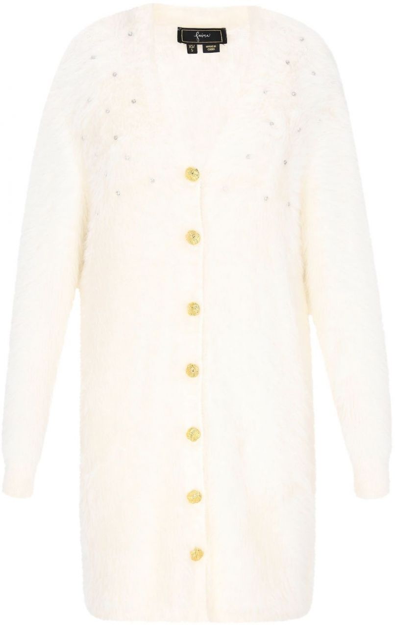 faina Pletený kabát 'Fashion Look'  zlatá / šedobiela