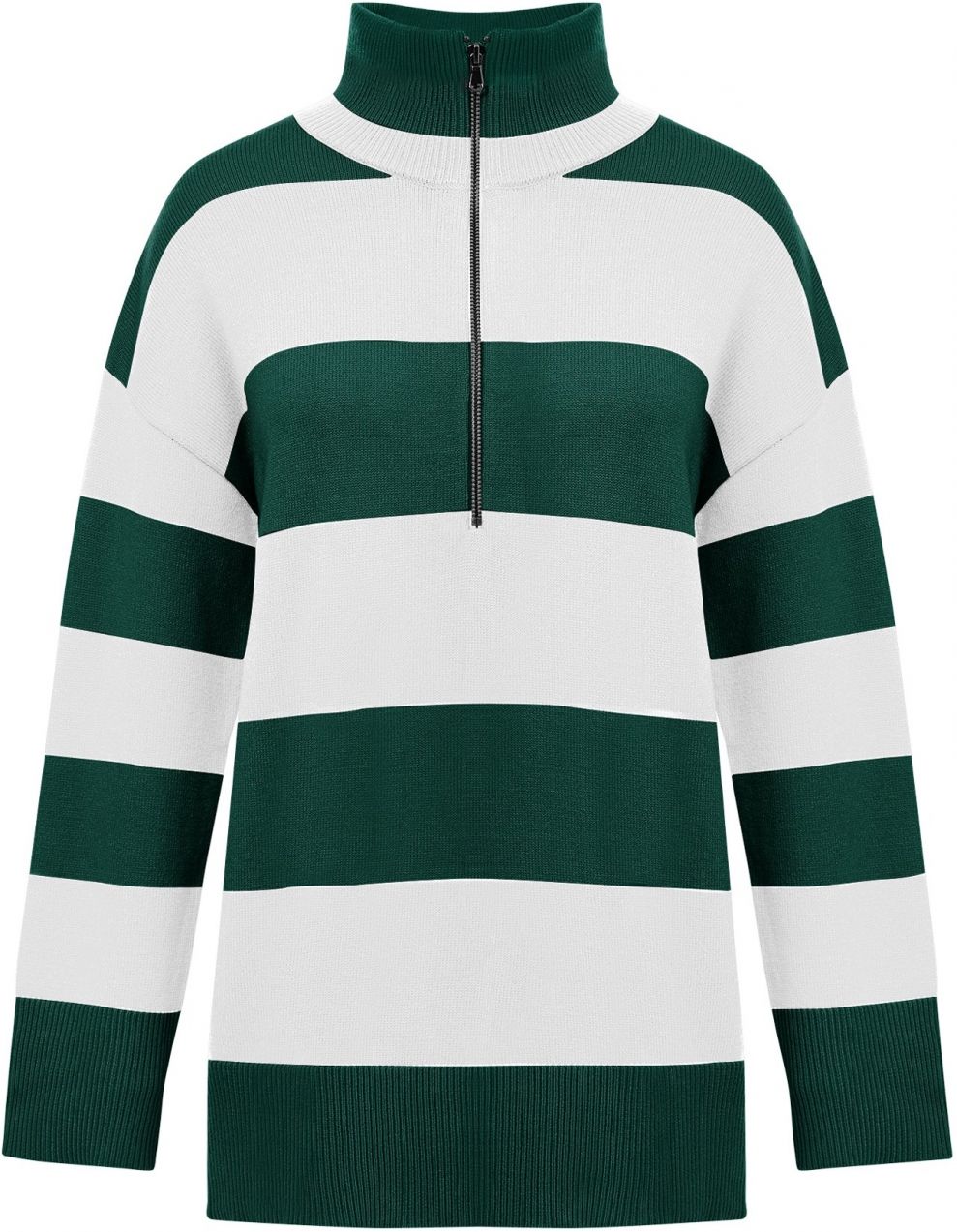 Imily Bela Sveter  tmavozelená / biela