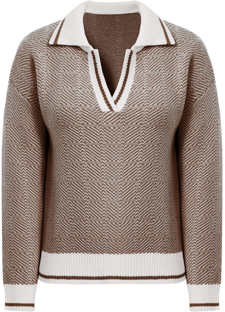 Imily Bela Sveter  tmavohnedá / biela