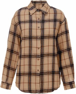 Imily Bela Blúzka  svetlohnedá / tmavohnedá / čierna