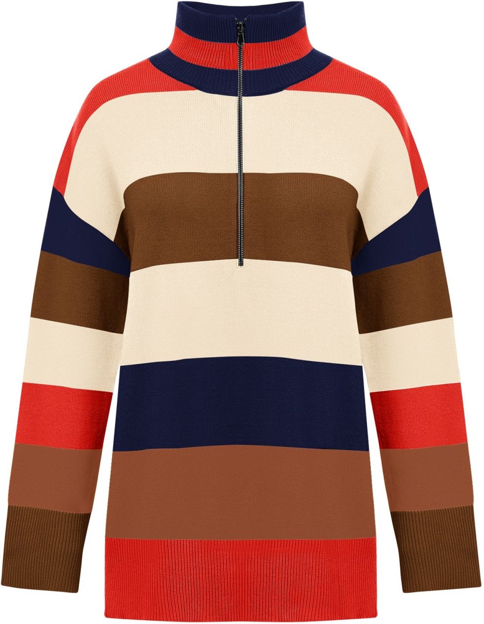 Imily Bela Sveter  béžová / námornícka modrá / tmavomodrá / červená