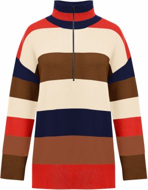 Imily Bela Sveter  béžová / námornícka modrá / tmavomodrá / červená