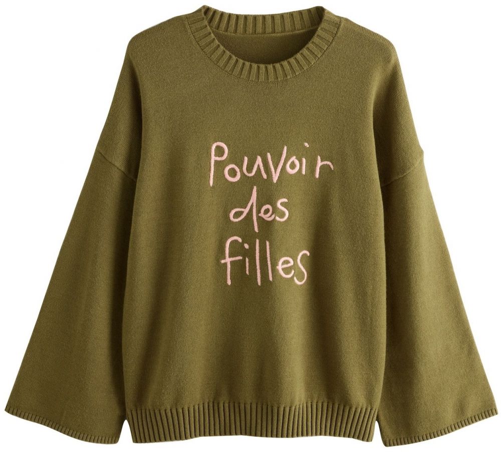 Rockett St George Sveter 'Pouvoir Des Filles'  zelená / ružová