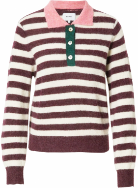 NÜMPH Sveter 'Ciara Riette'  smaragdová / svetloružová / vínovo červená / biela ako vlna