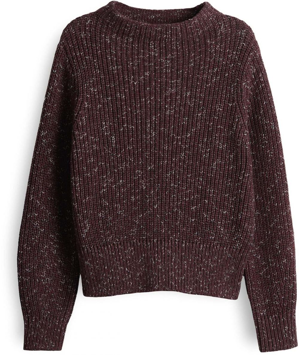 OPUS Sveter 'Pulinka'  tmavofialová / biela