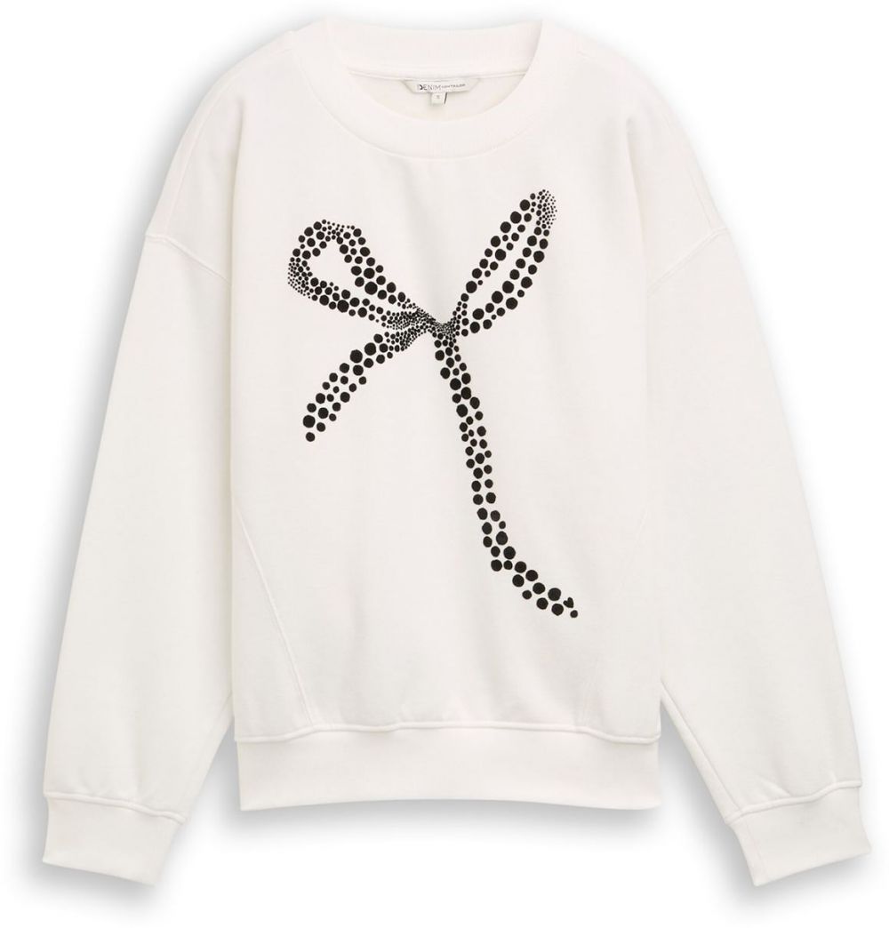 TOM TAILOR DENIM Mikina  čierna / šedobiela