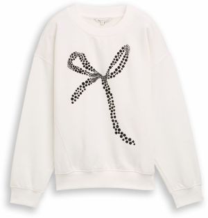 TOM TAILOR DENIM Mikina  čierna / šedobiela