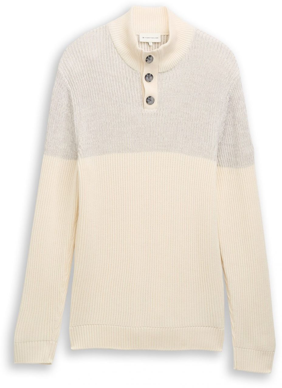 TOM TAILOR Sveter  tmavošedá / biela ako vlna