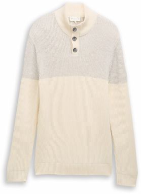 TOM TAILOR Sveter  tmavošedá / biela ako vlna