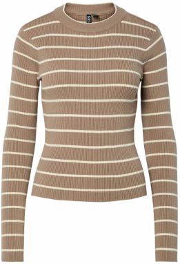 PIECES Sveter  tmavošedá / biela