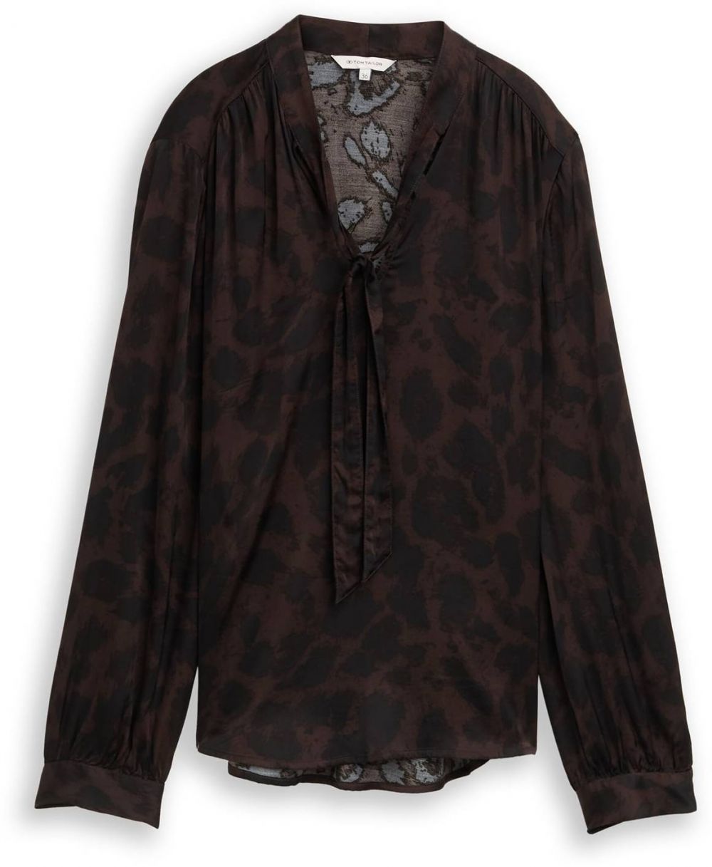 TOM TAILOR Blúzka  tmavohnedá / čierna